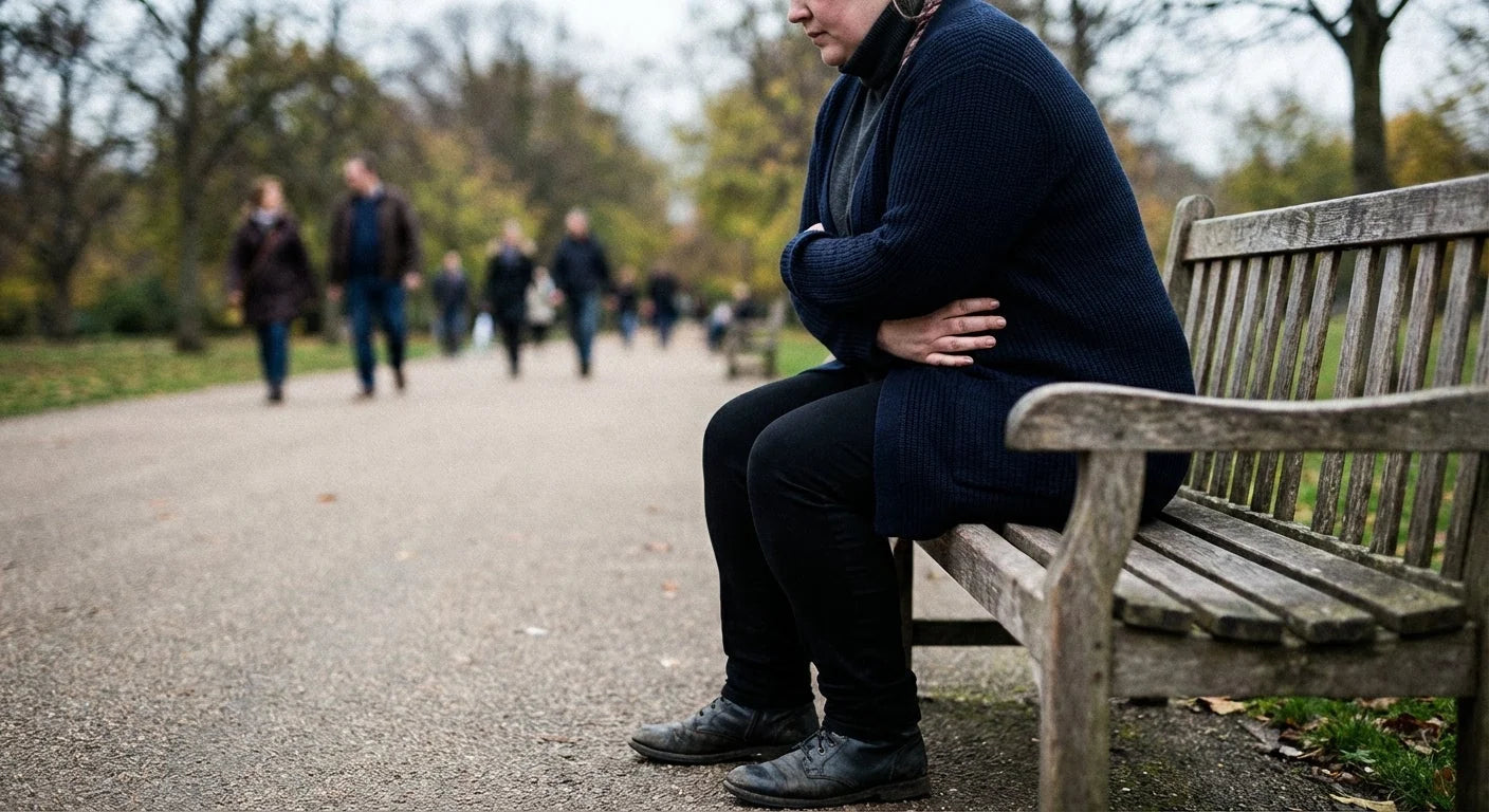 Woman resting on a park bench