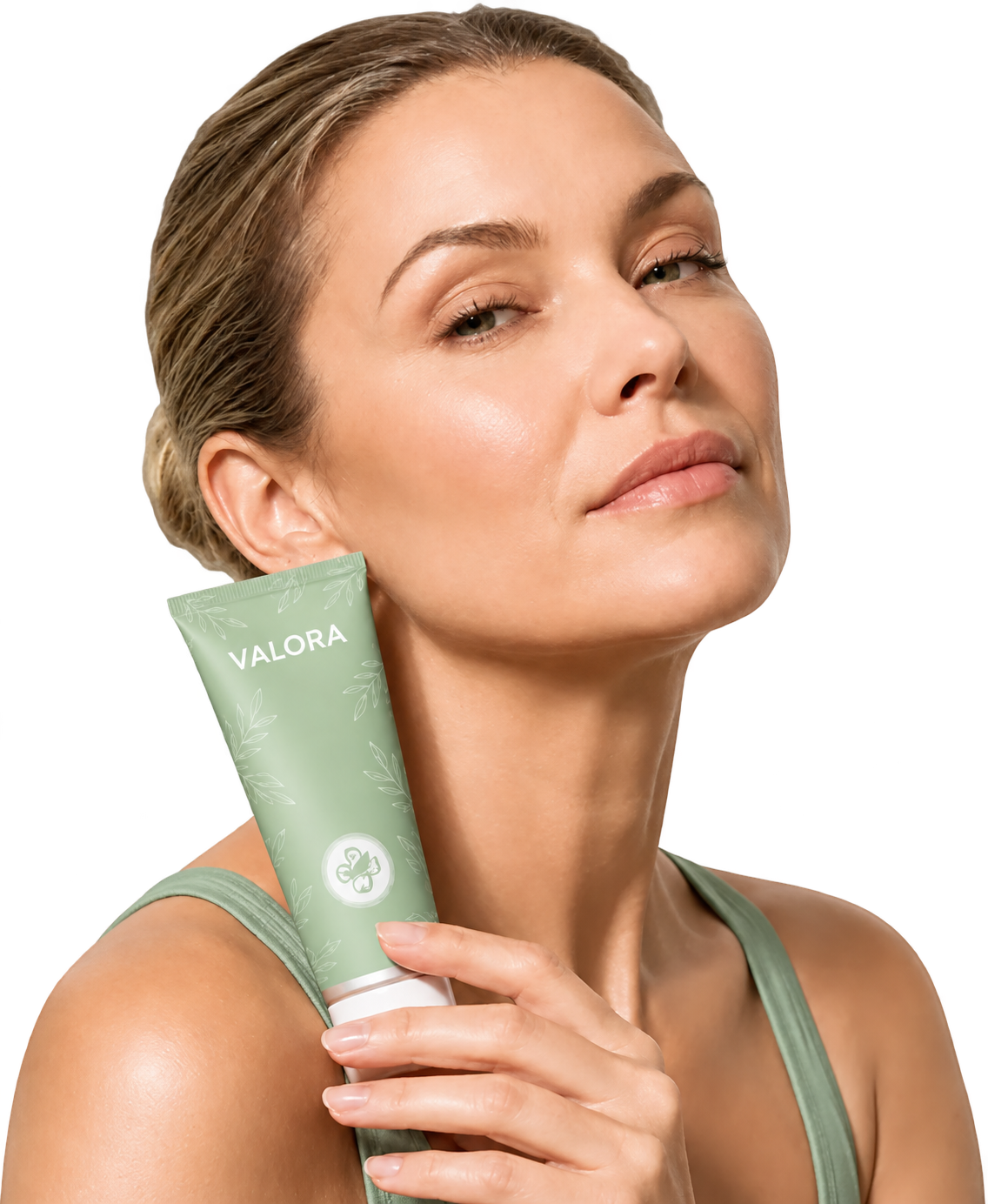 Woman holding Valora cream